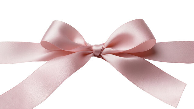 Elegant pink satin ribbon bow, beautifully tied for a gift or celebration, isolated on transparent background, perfect for festive design elements PNG