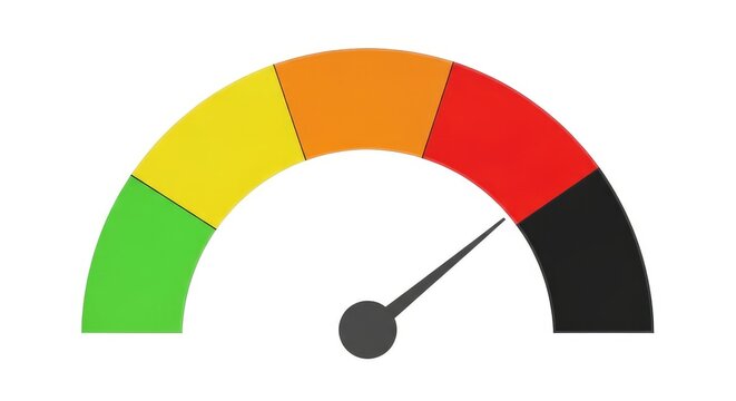 Colorful speedometer gauge at zero minimalist vector illustration energy efficiency