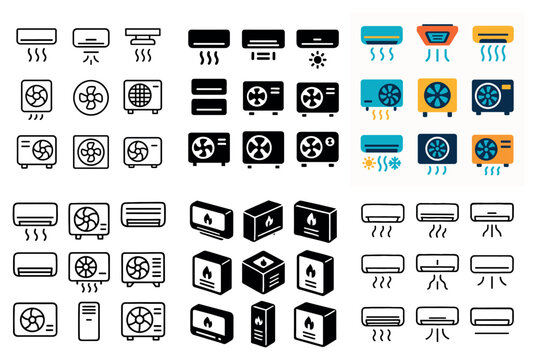 Climate icons with air unit fan minimal