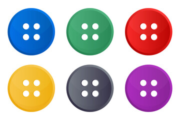 Fototapeta premium Colorful Four Holes Cloth Buttons vector set