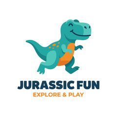 This illustration features a cheerful dinosaur character in vibrant colors, perfect for kids' materials or playful themes, evoking a sense of fun and adventure. © zhichao li