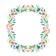 Fototapeta premium Christmas floral wreath frame vector illustration with holly berries and decorative floral border design