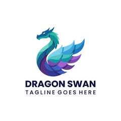 Obraz premium A beautifully designed dragon swan logo features flowing curves and vibrant colors, symbolizing grace and elegance, perfect for brands focused on luxury or creativity.