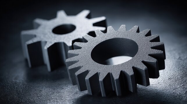Precision Engineered Metal Gears and Cogs Interlocking in a Mechanical System