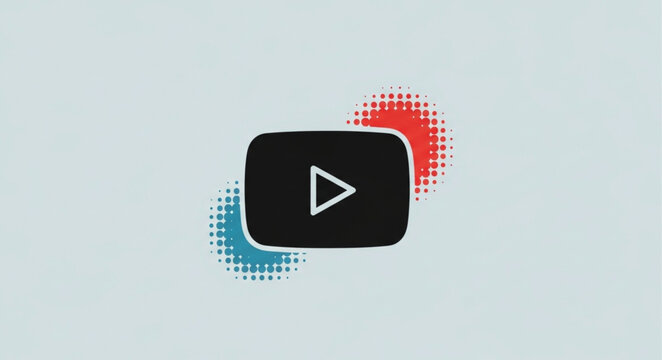 Stylized Play Button with Halftone Background for Modern Media.