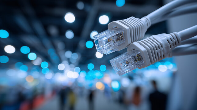 High speed ethernet cable connection technology data network concept blurred background
