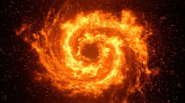 Vibrant orange spiral galaxy formation.