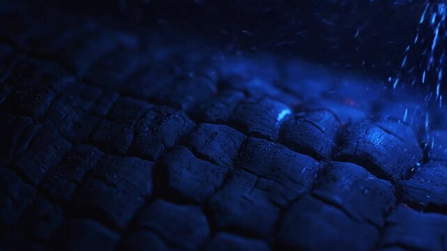 Dark blue stone floor with water.