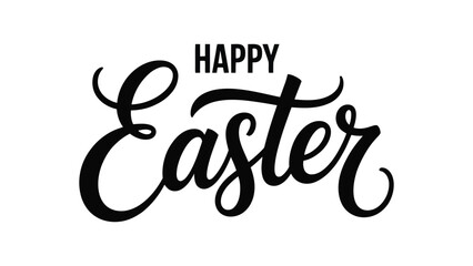 Happy Easter elegant black script calligraphy on white background, minimalist holiday typography and seasonal greeting vector illustration. © Icons Queen