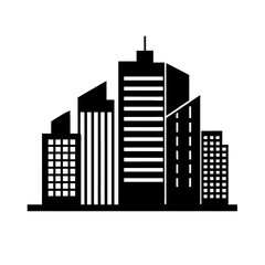 Fototapeta premium Black silhouette of a city skyline.