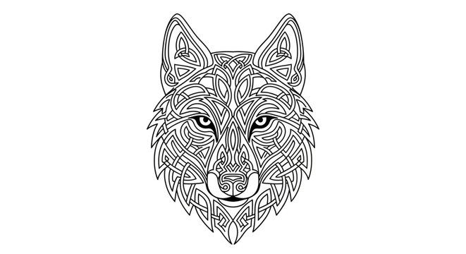 Detailed illustration of a wolf's head.