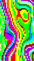 Abstract neon glitch texture with pixel sorting and chromatic aberration distortion. Digital noise with wave warp artifacts and signal corruption for electronic music posters and rave flyers. © Aleksandra Konoplya