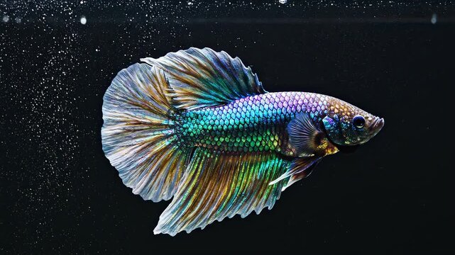 Exotic Betta Fish with Shimmering Scales and Flowing Fins - Generative AI
