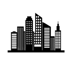 Fototapeta premium Black silhouette of a modern city skyline.