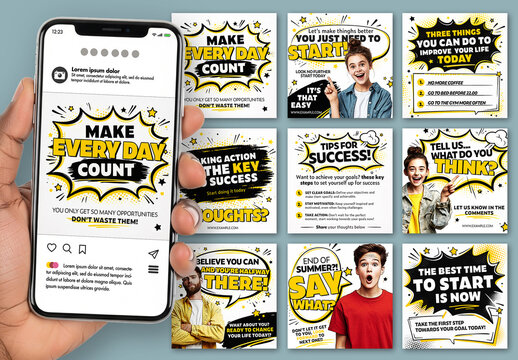 Comic style social media set