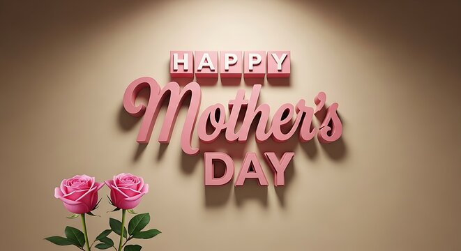 Happy mother's day greeting with pink roses