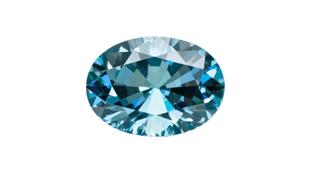 Sparkling oval blue-green faceted gemstone, a brilliant isolated jewel with intricate cuts, perfect for luxury jewelry design PNG
