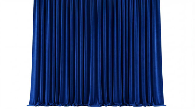 Elegant blue velvet curtain PNG isolated on transparent background, theater stage decoration for performance and event design .
