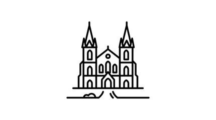 Obraz premium Minimalist Black and White Cathedral Icon