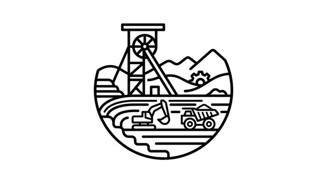 Mining Industry Emblem in Minimalist Style