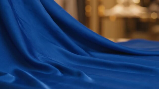 Blue fabric texture background closeup.