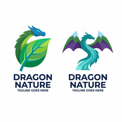 Fototapeta premium This captivating logo design combines the elements of a dragon and nature, symbolizing creativity and power, set in a modern artistic style that appeals to diverse audiences.