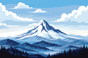 A majestic snow capped mountain peak rises above a forest © MAYENUDDIN