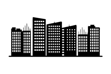 Obraz premium A black silhouette of a city skyline.