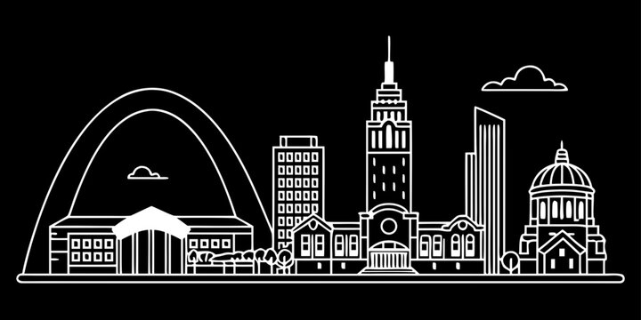 USA, US, U.S, United States - Kansas City skyline simple geometric minimal svg flat vector

