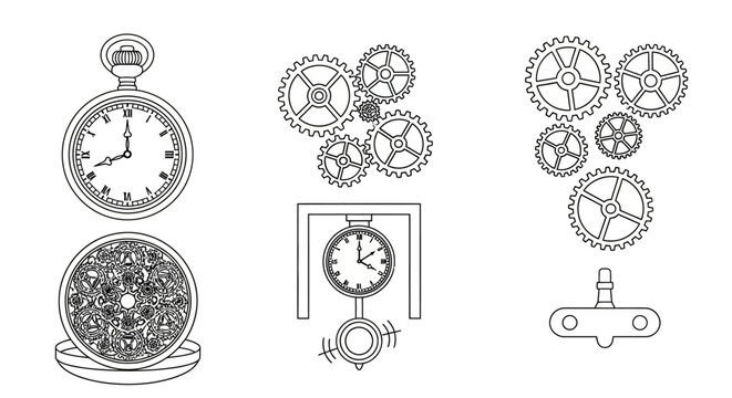 Clockwork gears and mechanical watch.
