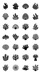 Collection of coral reef silhouettes. © MUHRODIN