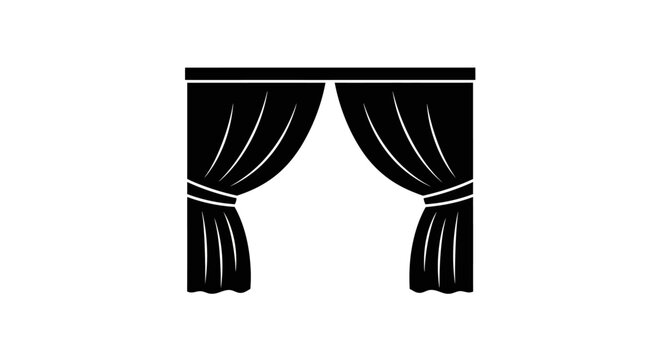 Black Curtain Drapes Tied Back.