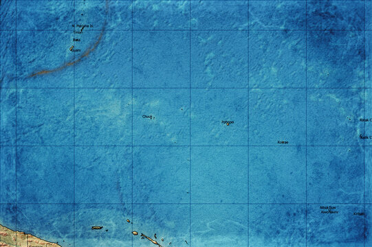Vintage Map Of Micronesia With States On Retro Paper Background