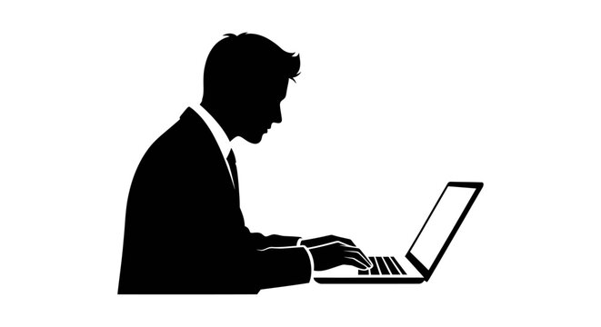 Businessman working on laptop computer.