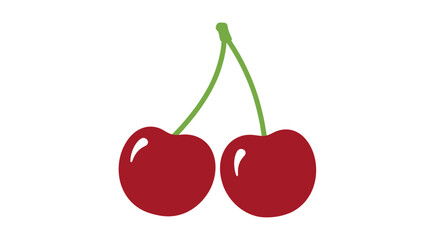 Two ripe red cherries on stem. © AHMAD