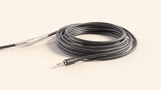 Coiled Braided Audio Cable Featuring 3 5mm Jack and Silver Connector
