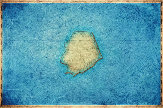 Vintage Map Of Niue With Villages On Retro Paper Background