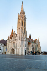 Fototapeta premium the Matthias Church in Budapest at blue hour Hungary Europe