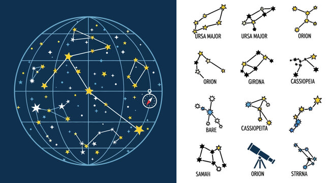 Constellations and astronomy star charts.