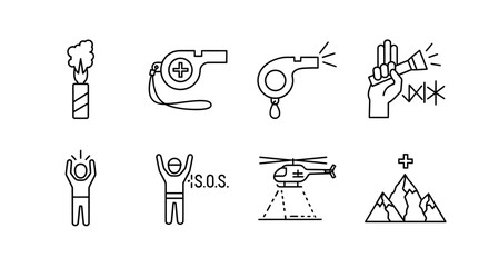 Fototapeta premium Emergency help icons and symbols.