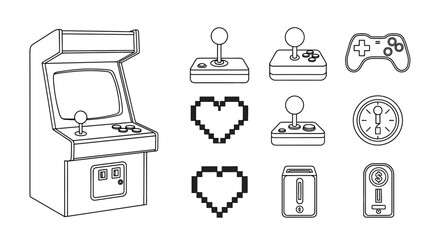 Collection of video game controllers icons. © MUHRODIN