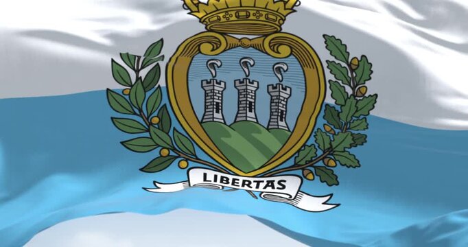 National flag of San Marino waving in the wind