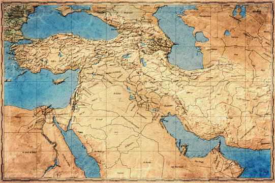 Vintage Map Of Kurdistan On Retro Paper Background