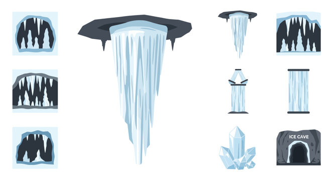 Ice crystals and frozen water formations.