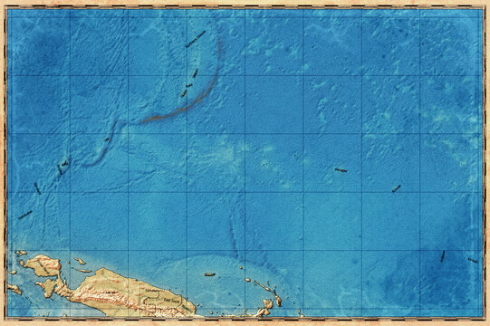 Vintage Map Of Micronesia On Retro Paper Background