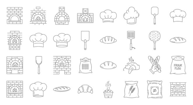 Baking icons and kitchen tools.