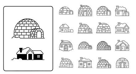 Black and white igloo house drawings. © fadil