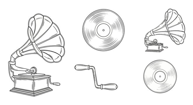 Vintage Gramophone and Vinyl Records.