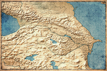 Vintage Map Of South Caucasus On Retro Paper Background