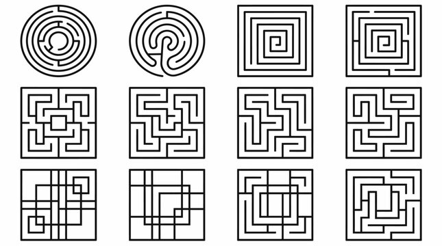 Maze variations: a collection of various maze designs in different shapes, offering a variety of challenges